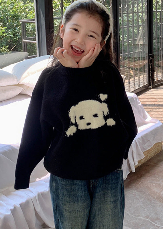 Stil Schwarz Patchwork Warme Baumwolle Stricken Kinder Pullover Tops Frühling TP027