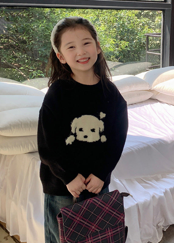 Stil Schwarz Patchwork Warme Baumwolle Stricken Kinder Pullover Tops Frühling TP027