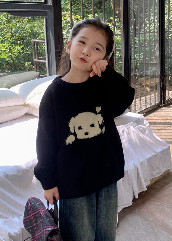 Stil Schwarz Patchwork Warme Baumwolle Stricken Kinder Pullover Tops Frühling TP027