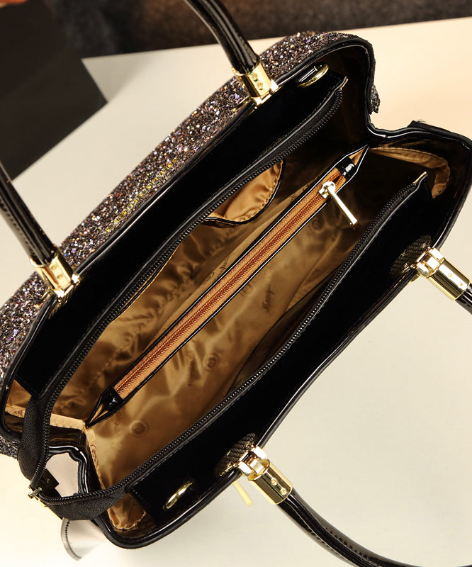 Sac fourre-tout en similicuir noir style zircon grande capacité YX007