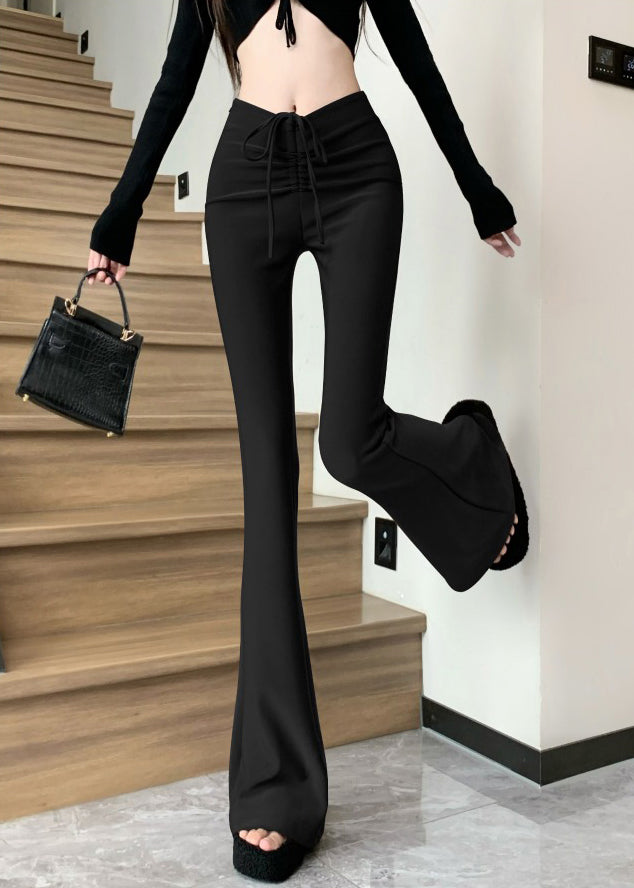 Pantalon taille évasée style patchwork haut été café