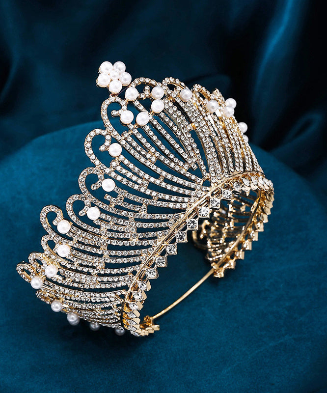 Épingle à cheveux pour enfants, couronne de perles en cristal de zircon doré surdoré, YG035