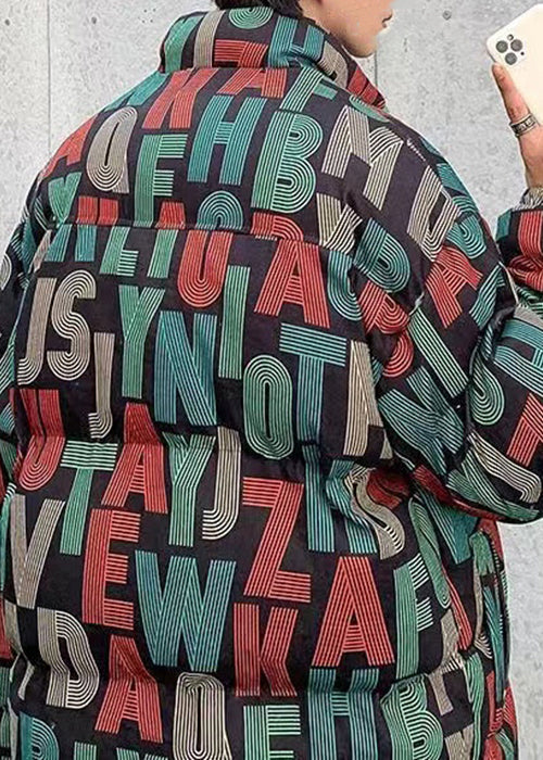 Stil Marineblau Reißverschluss Brief Taschen Männer Parka Winter WL007