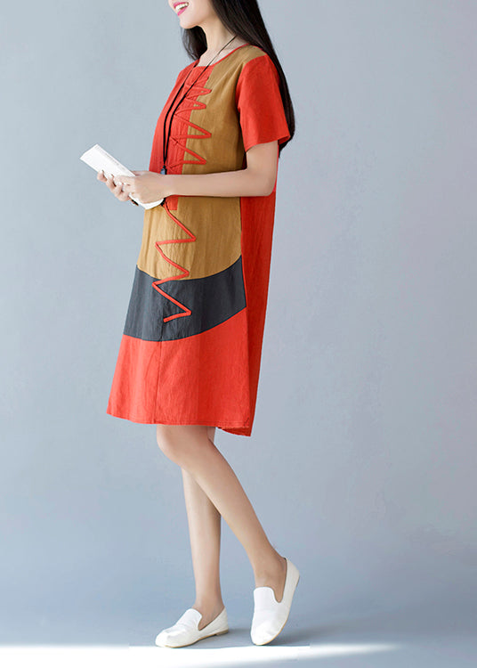 Ein Kleiderstil Orange Summer Line Cotton Print