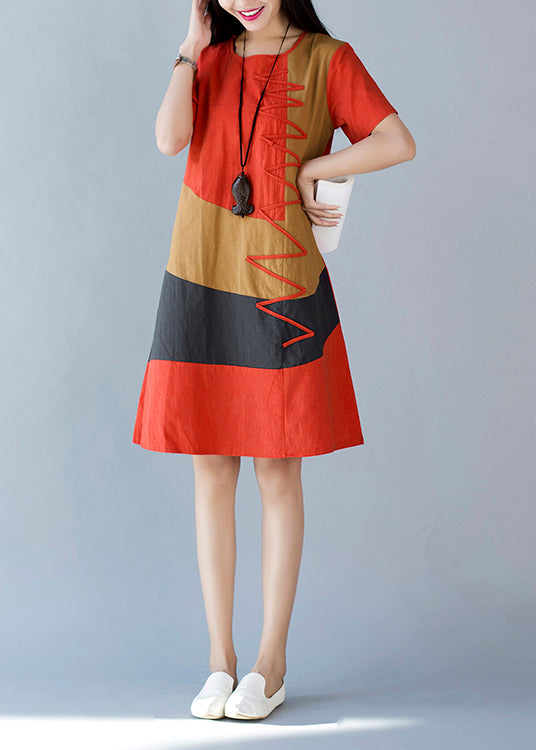 Ein Kleiderstil Orange Summer Line Cotton Print
