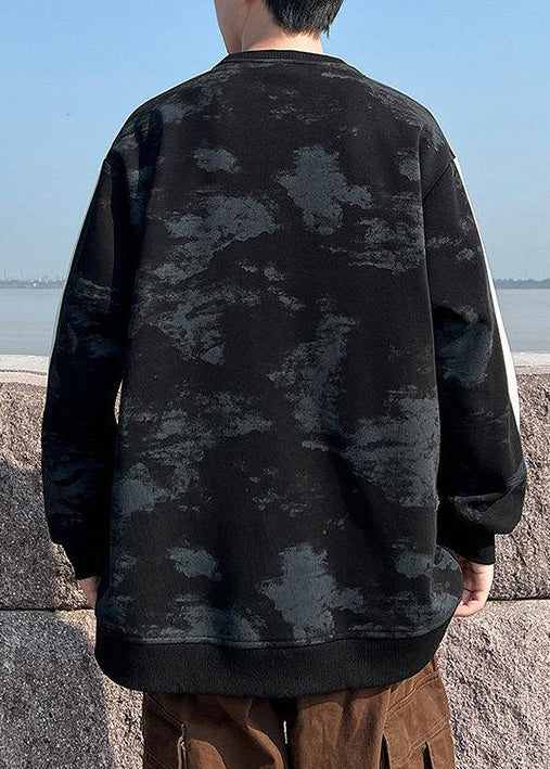 Sweat-shirt rose à col rond en coton tie-dye pour homme, style streetwear, automne EQ002