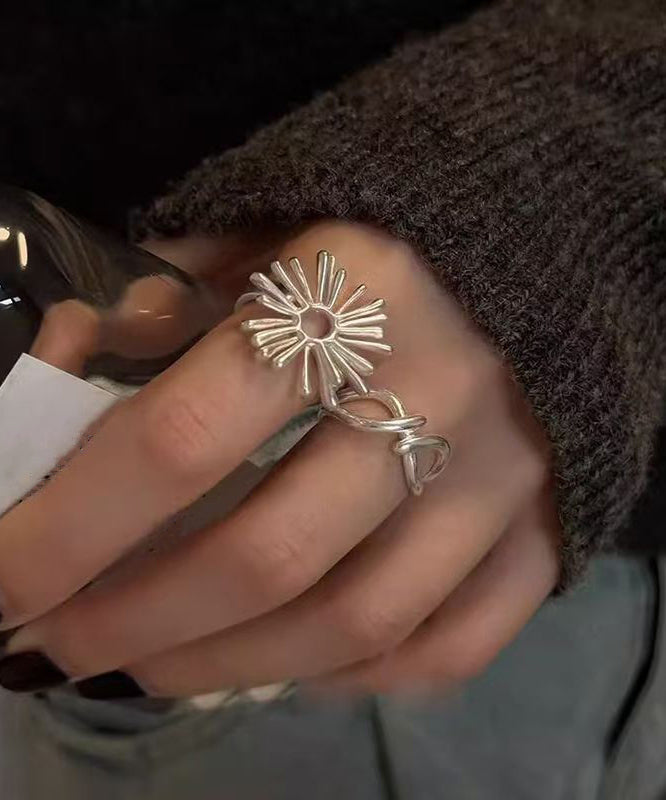 Out Style Silk Rings Alloy Asymmetrical Fireworks Hollow