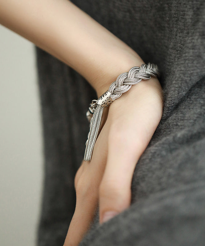 Style Silk Sterling Silber gewebtes Quasten-Charm-Armband TX049