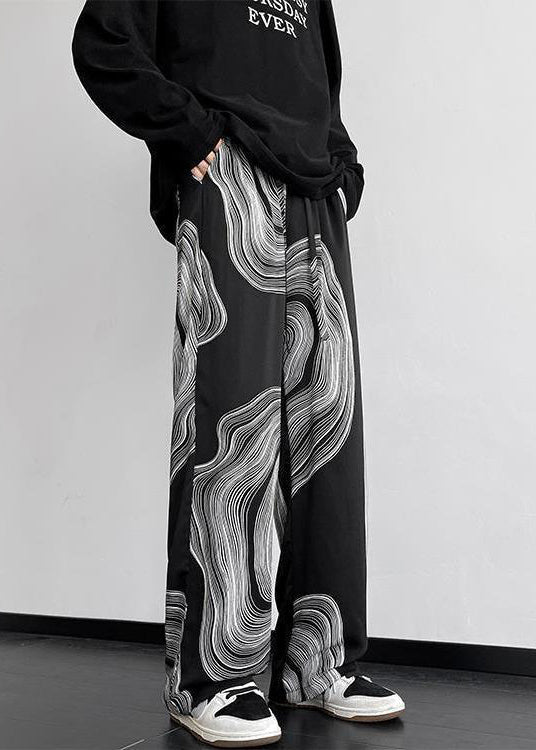 Pantalon de printemps surdimensionné en coton blanc imprimé pour homme