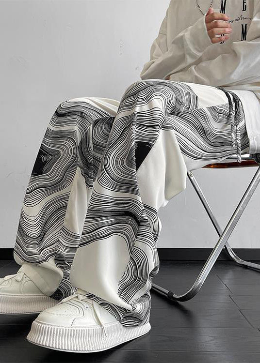 Pantalon de printemps surdimensionné en coton blanc imprimé pour homme