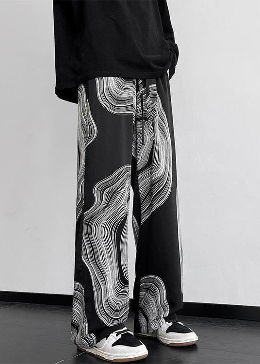 Pantalon de printemps surdimensionné en coton blanc imprimé pour homme