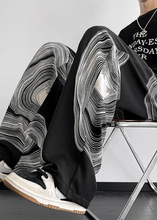 Pantalon de printemps surdimensionné en coton blanc imprimé pour homme