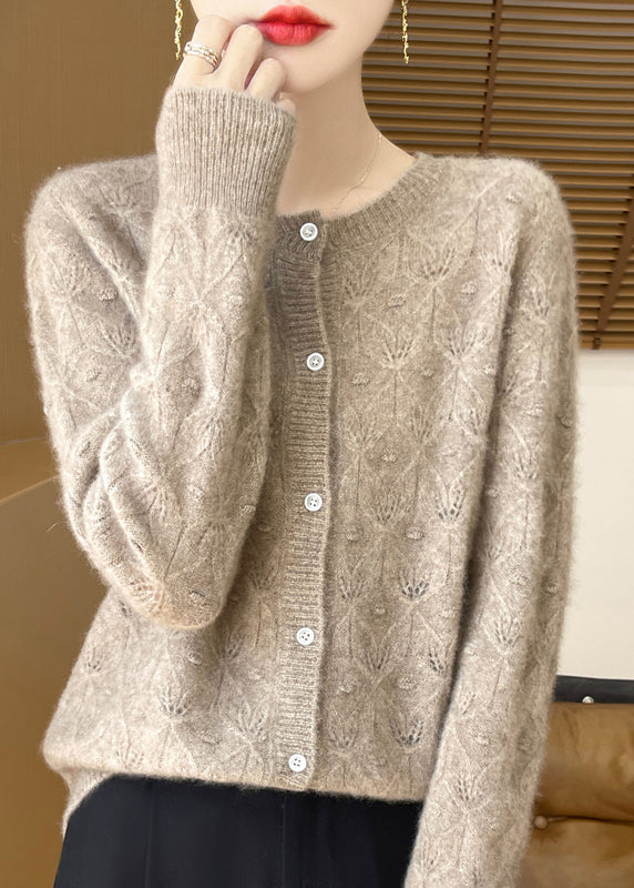 Cardigan en laine jacquard ajouré jaune style printemps TQ016