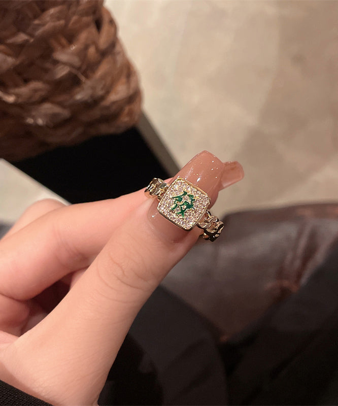 Rings Stylish Set Zircon Alloy Two-Piece Mahjong