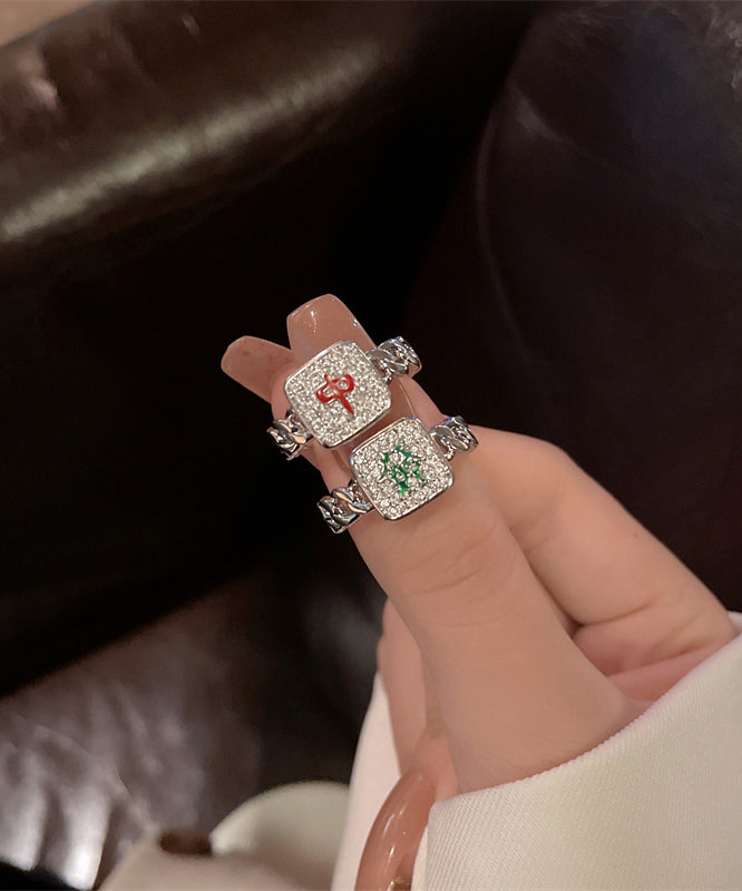 Rings Stylish Set Zircon Alloy Two-Piece Mahjong