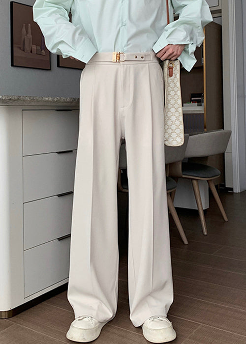 Pantalon taille haute pour homme avec poches abricot en élasthanne, élégant pour l'automne