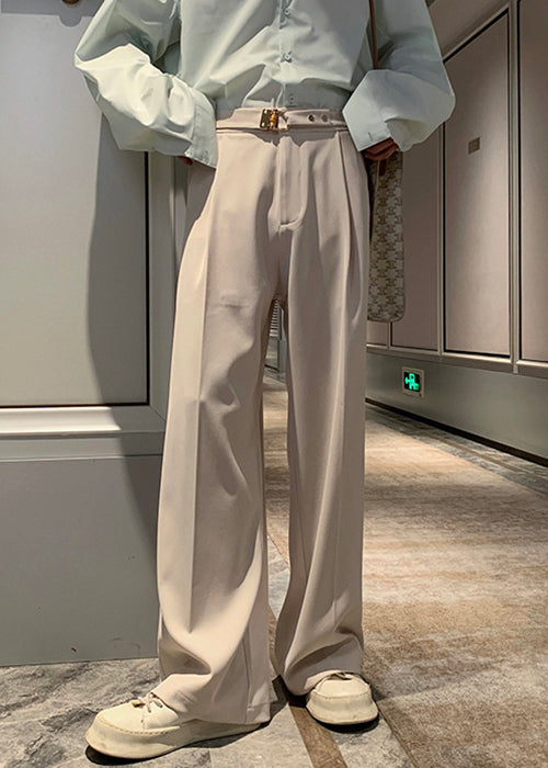 Pantalon taille haute pour homme avec poches abricot en élasthanne, élégant pour l'automne