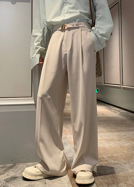 Pantalon taille haute pour homme avec poches abricot en élasthanne, élégant pour l'automne
