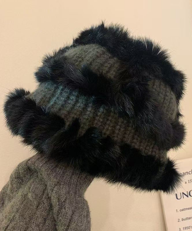 Chapeau bob élégant en patchwork de laine beige The Rabbit RB047