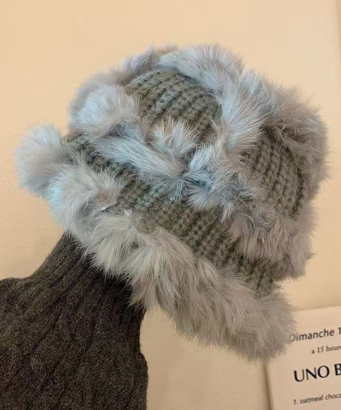 Chapeau bob élégant en patchwork de laine beige The Rabbit RB047