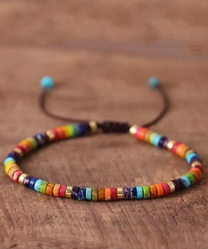 Bracelet élégant en perles turquoise tissées à la main, bleu, YI003