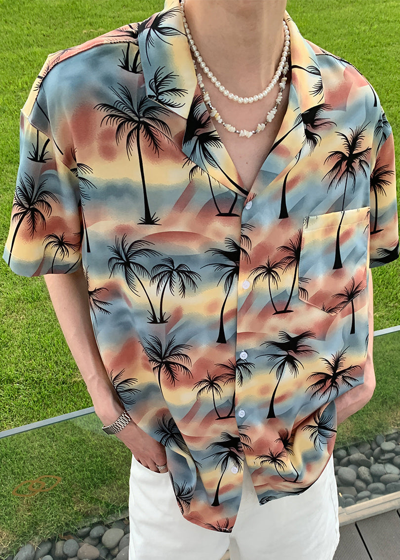 Herren Stilvolle Pan Shirts Baumwolle Blau Knopf Kragen Peter Print