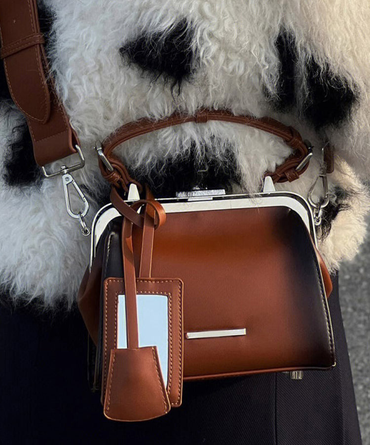 Stilvolle braune vielseitige Kunstleder-Tragetasche RB036