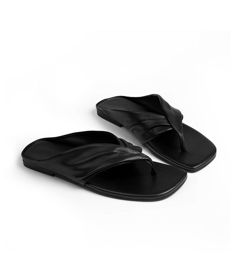 Flip Comfy Flops Stylish Splicing Red Leather Cowhide