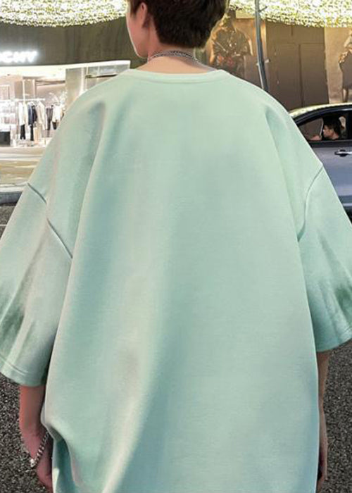 Hemden Herren Grün Patchwork Krawatte Baumwolle Halbarm Stilvolle T Dye