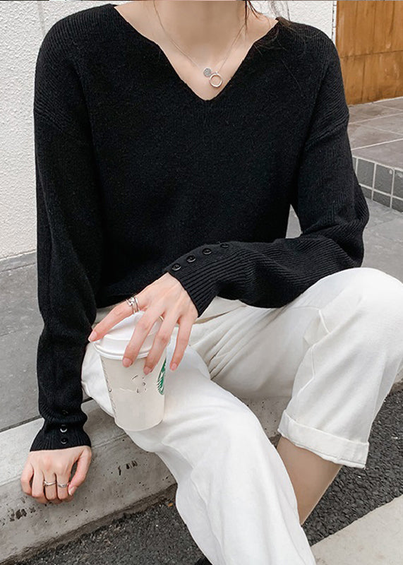 Stilvoller Khaki V-Ausschnitt Solid Strickpullover Frühling TF002