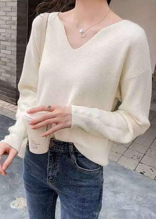 Stilvoller Khaki V-Ausschnitt Solid Strickpullover Frühling TF002