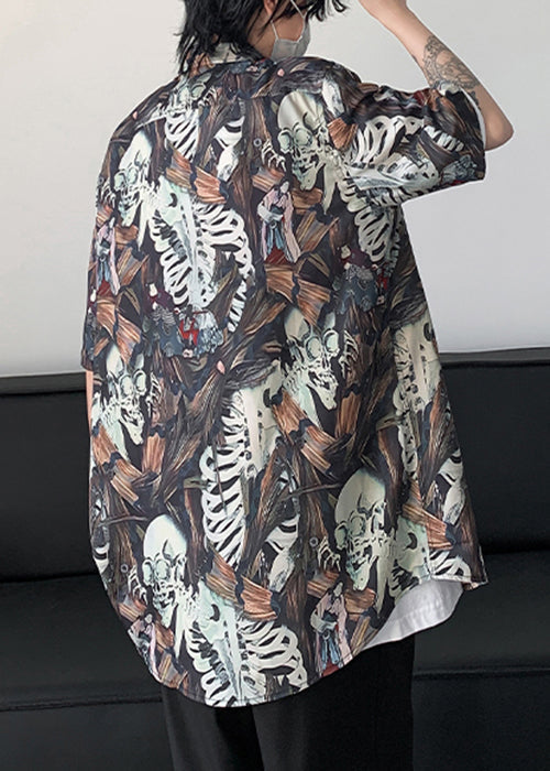 Pan Herren Hemden Stilvolle Kragen Taschen Halb Peter Baumwolle