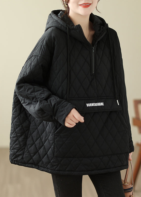 Pull à capuche élégant en coton fin avec poches noires, grande taille, printemps TI005