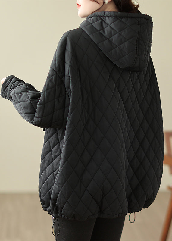 Pull à capuche élégant en coton fin avec poches noires, grande taille, printemps TI005