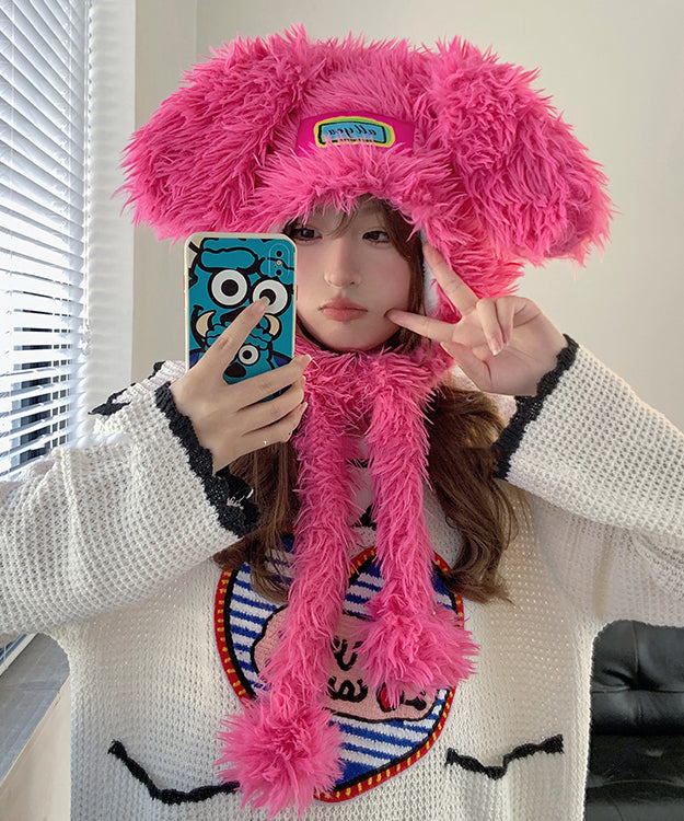 Bonnet Bonnie élégant, chaud et moelleux, doublé de laine rose RS002