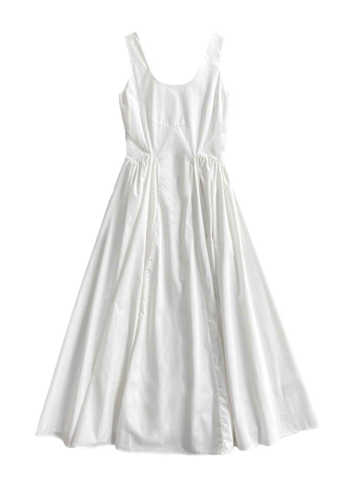 Robe d'été élégante en coton blanc dos nu avec ourlet extra large TZ001