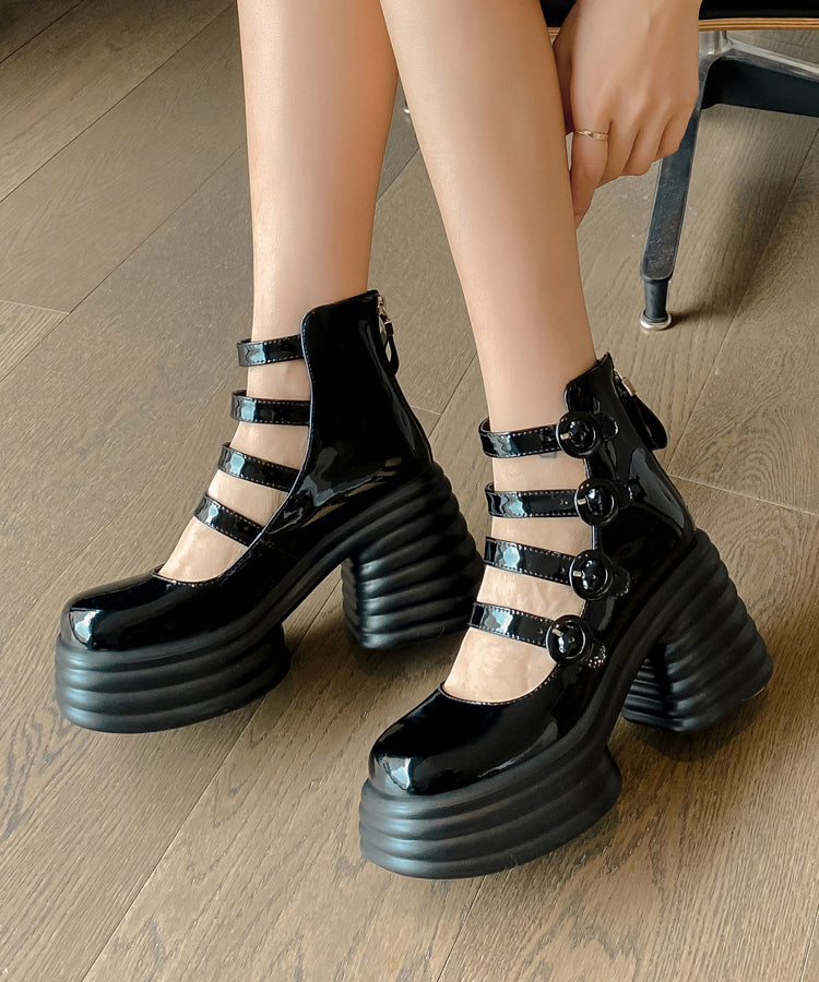 Stylish White Chunky Heel Cowhide Leather Comfortable Sandals RT1012