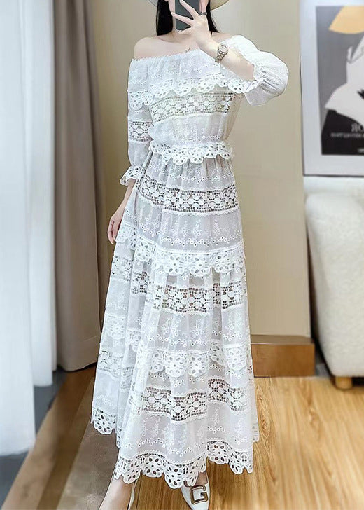 Ensemble deux pièces papillon à col blanc et dentelle élégante et ajourée
