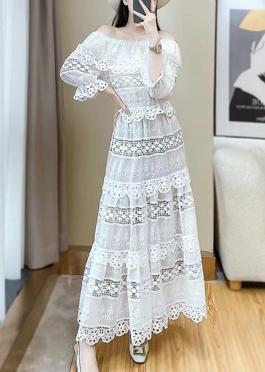 Ensemble deux pièces papillon à col blanc et dentelle élégante et ajourée