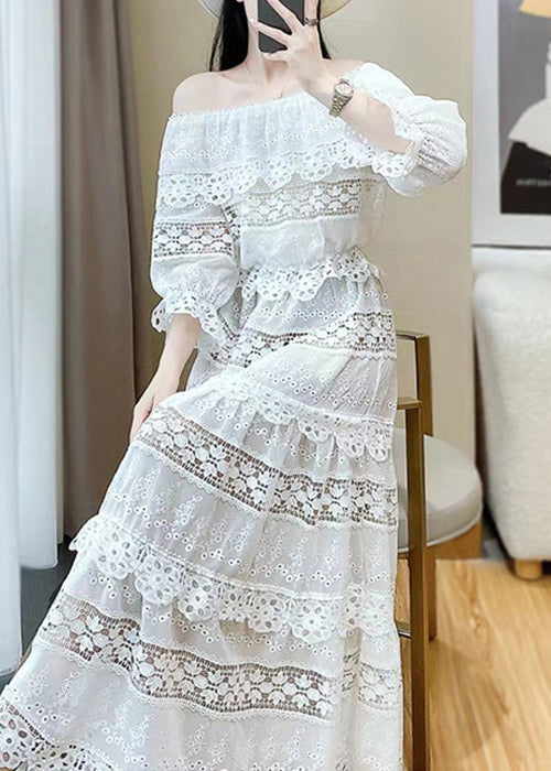 Ensemble deux pièces papillon à col blanc et dentelle élégante et ajourée