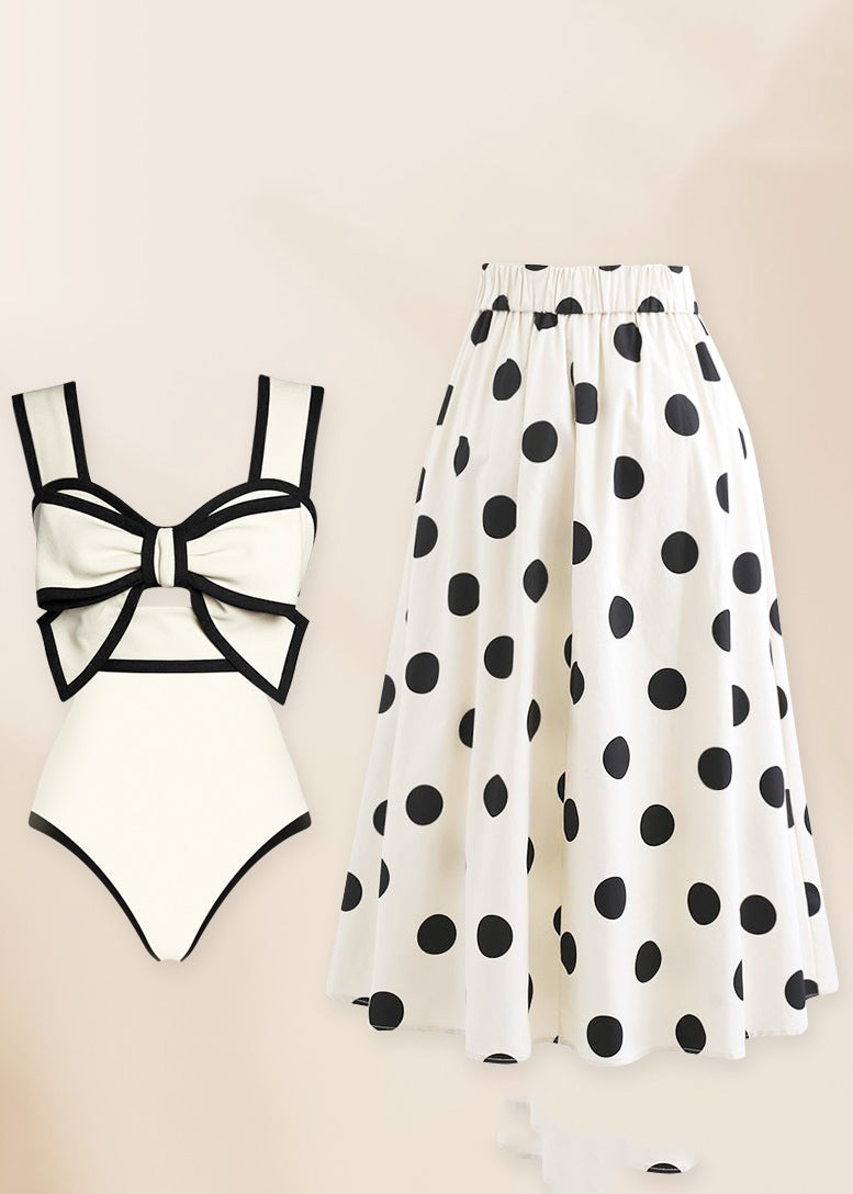 Bodysuit Set Maxi And Skirts White Lingerie Dot Trendy