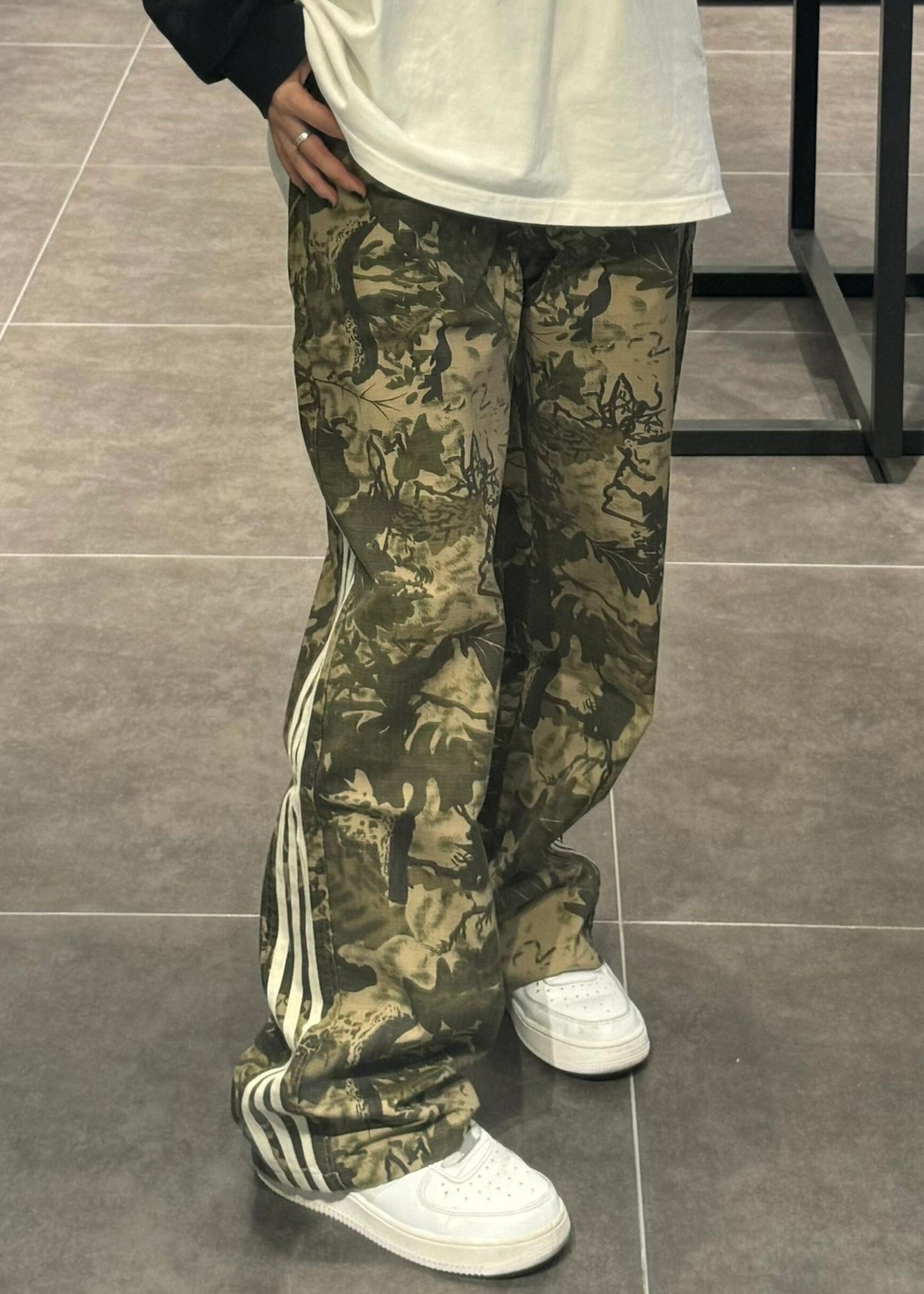 Grüne Hose Hose Baumwolle Army Print Übergroß Unikat Herren