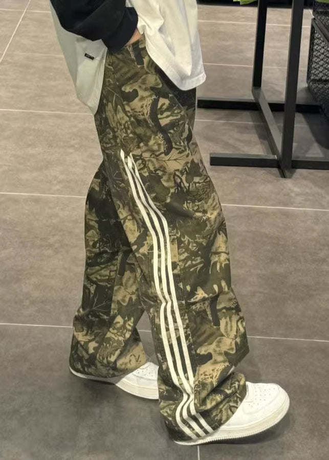 Grüne Hose Hose Baumwolle Army Print Übergroß Unikat Herren