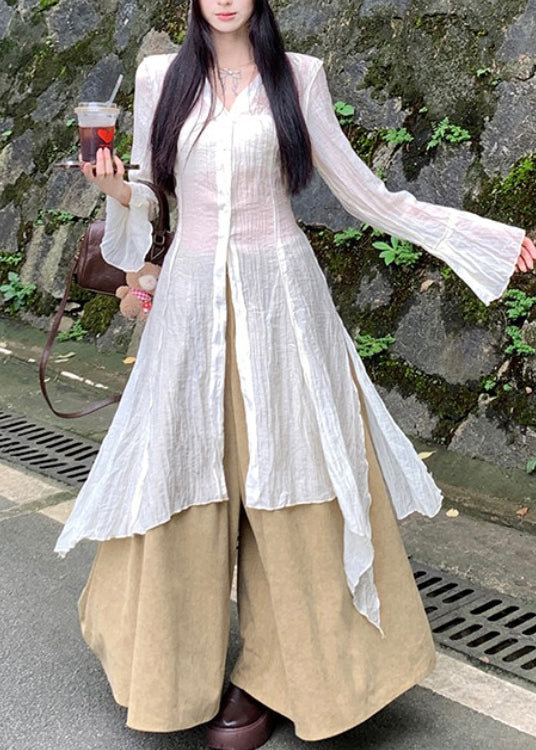 Einzigartige asymmetrische Oberteile und Hosen aus Baumwolle, zweiteiliges Set, Outfits, Herbst RF009