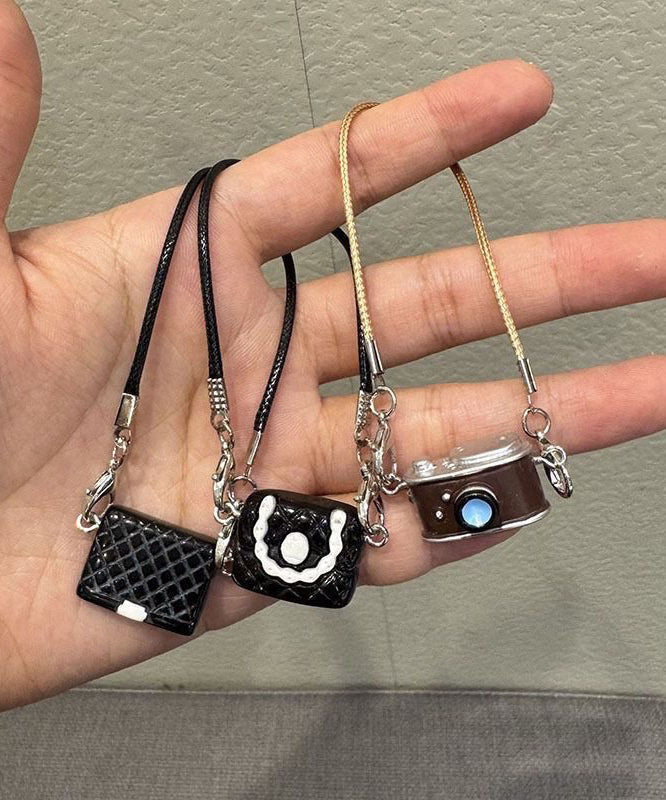 Black Keychains Camera Bag Set Alloy Three-Piece Unique