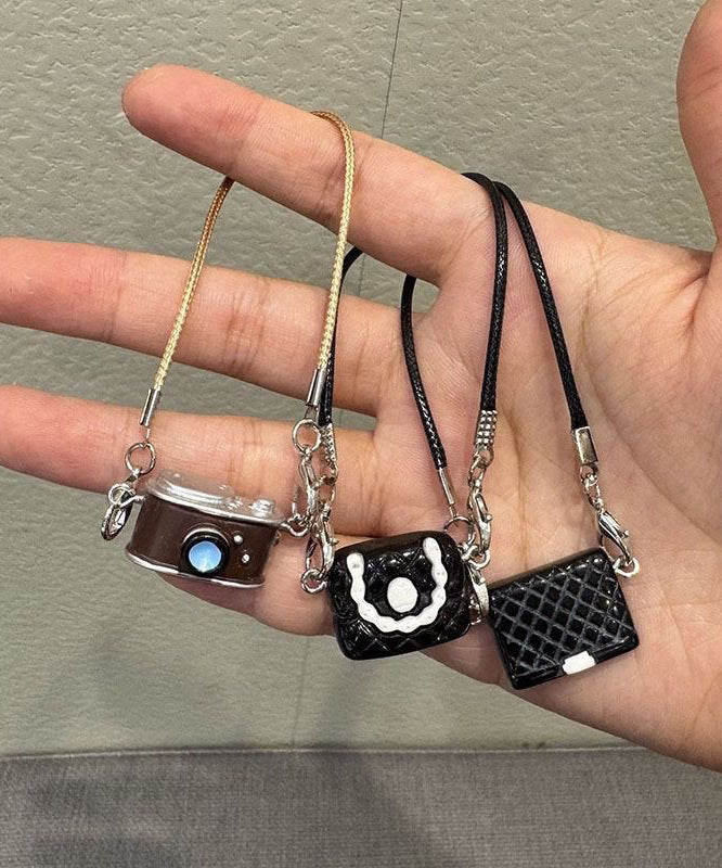 Black Keychains Camera Bag Set Alloy Three-Piece Unique