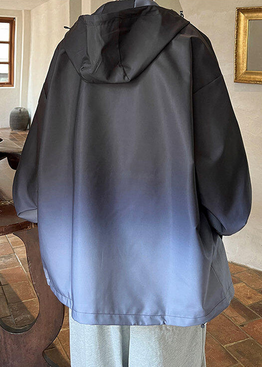 Mantel Schwarz Taschen Gradienten Männer Einzigartige Baumwolle Farbe