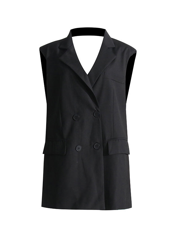 Robe de vacances mi-longue unique avec nœud et bouton cranté noir pour l'été ZL039