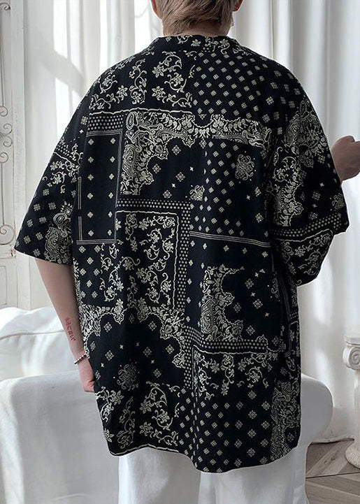 Einzigartiges Herren Original Baumwoll-T-Shirt in Schwarz mit halbem Aufdruck