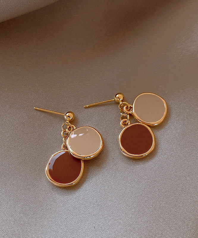 Unique Gold Sterling Silver Overgild Jade Drop Earrings YA038